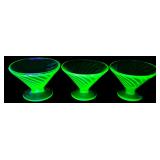 VTG Federal Glass Uranium Swirl Sherbet Dishes