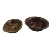 Two Brown Mottled Glaze Ceramic Bowls