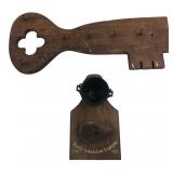 Wooden Key Rack & 1976 Novelty Lighter Plaque