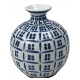 Shafford Blue & White Geometric Bud Vase