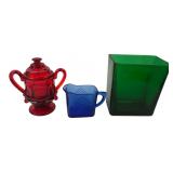 Napco Green Vase & Assorted Colored Glass