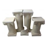 Four Faux Stone Ionic Pedestal Columns
