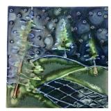 Signed Evergreens & Snow Studio Art Ceramic Tile
