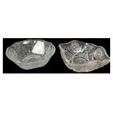 Clear Pressed Glass Floral & Geometric Bowls 7"