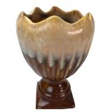 Brown Drip Glaze Ceramic Pedestal Planter