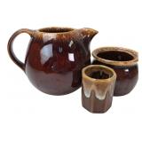 Hull Brown Drip Pitcher, Bowl & Cup Set