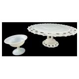 Milk Glass Pedestal Platter & Compote