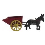 Vintage Cast Iron Donkey & Cart Toy