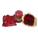 Mixed Christmas Lot Tins Apparel Poinsettias