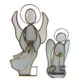 Pair GHM Inc. Stained Glass Angel Figurines
