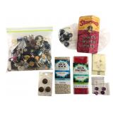 Mixed Vintage Sewing Notions Buttons Snaps Trim