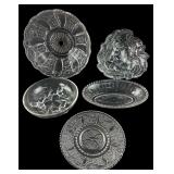 5-Piece Clear Pressed Glass Dish & Bowl Lot