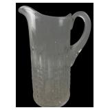Clear Pressed Glass Pitcher Geometric Pattern