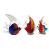 Set of 3 Art Glass Fish Figurines