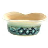Signed Studio Pottery Asymmetrical Green Bowl
