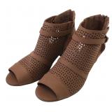 Easy Street Brown Perforated Peep Toe Booties 10N