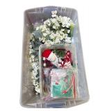 Mixed Lot Faux Flowers & Holiday Decor