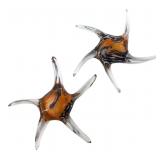 Pair of Art Glass Starfish Figurines