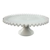 Fenton Style Silver Crest Cake Stand