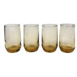 Set of Four Amber Glass Tumblers