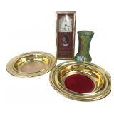 Artistic Churchware Plates, Clock & Glass Vase