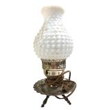 Milk Glass Hobnail Electric Table Lamp