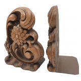 SyrocoWood Floral Scroll Bookends Pair