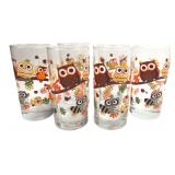 Set of 6 Woodland Owl Pattern Drinking Glasses