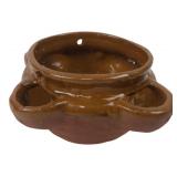 Studio Pottery Brown Glazed Multi-Pocket Planter