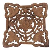 Carved Wood Floral Pierced Trivet 7x7
