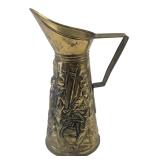 Embossed Brass Tavern Scene Pitcher