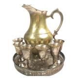 Made in India Brass Pitcher & EPNS Cordial Set