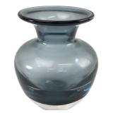 Signed Smoky Blue Art Glass Vase