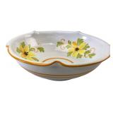Italian Hand-Painted Floral Ceramic Bowl 11"