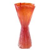 Orange Spatter Art Glass Pinched Vase 7" H