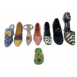 8 Miniature Ceramic Shoe Figurines