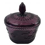 Amethyst Pressed Glass Lidded Candy Dish