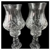 Block Crystal Diamond Cut Hurricane Holders 12"H