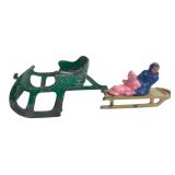 Cast Metal Sled and Figure Toy Parts
