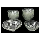 11 Clear Pressed Glass Bowls 5in & 7in