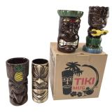 Set of 4 Assorted Ceramic Tiki Mugs in Box