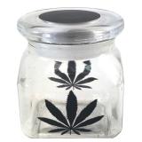 Glass Marijuana Leaf Stash Jar Light Up Lid