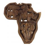African Big Five Carved Wood Wall Plaque