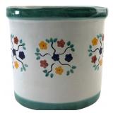 Hand-painted Mexican Talavera ceramic planter with