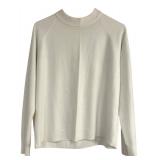 White Knit Mock Neck Back-Zip Sweater Size Large