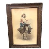 Alberto Pisa Framed Artwork Woman on Donkey