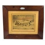 N. Currier The Road - Winter Lithograph