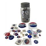 Vintage Political Campaign Buttons Lot in Jar