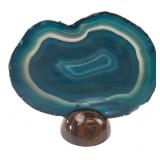Brazilian Blue Agate Slice on Stand