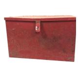 Vintage Red Metal Toolbox & Assorted Tools